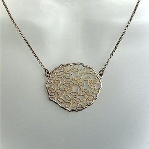 Vintage Silver Gold Filigree Necklace Pendant Statement Cocktail Delicate Floral